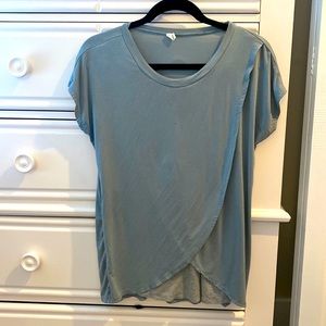 Pink blush layered wrap front nursing top.